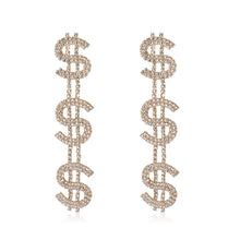Load image into Gallery viewer, Rhinestone Dollar Sign Earrings
