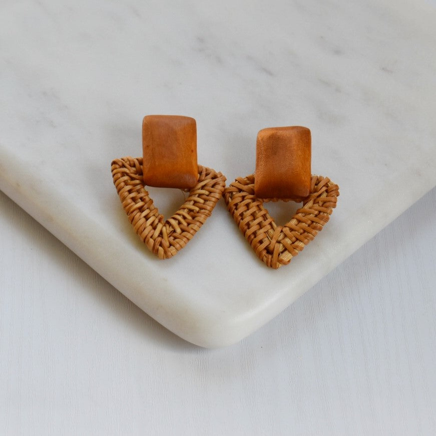 Wooden Rattan Earrings