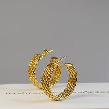 Load image into Gallery viewer, Gold Plated Woven Hoop Earrings
