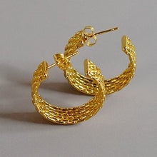 Load image into Gallery viewer, Gold Plated Woven Hoop Earrings
