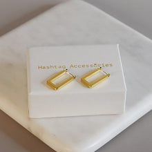 Load image into Gallery viewer, Gold Plated Square Hoops

