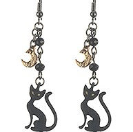 Load image into Gallery viewer, Black Cat Halloween Earrings
