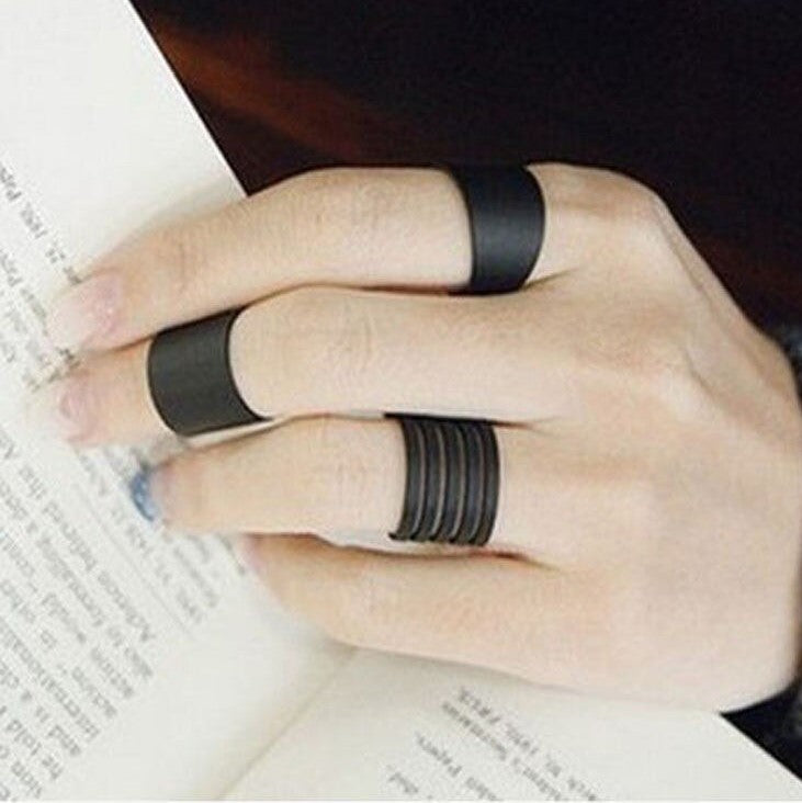 BLACK 3PCS RING SET